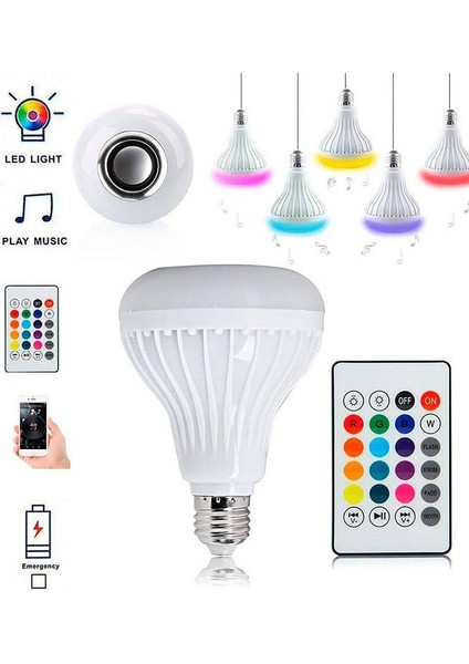 E27 Rgb LED Ampul Uzaktan Kumandalı Bluetooth ve Hoparlör Özelliği