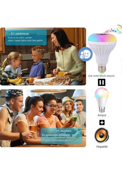 E27 Rgb LED Ampul Uzaktan Kumandalı Bluetooth ve Hoparlör Özelliği