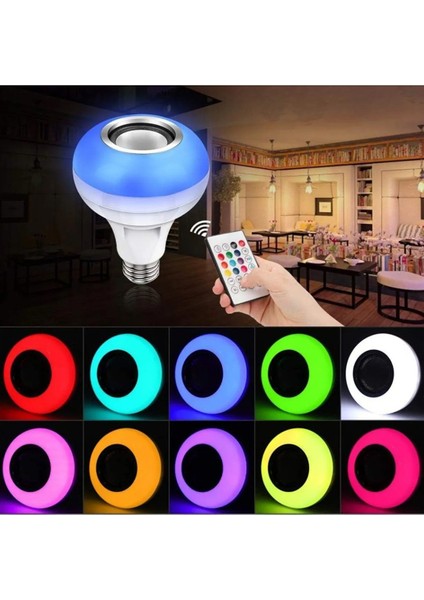 E27 Rgb LED Ampul Uzaktan Kumandalı Bluetooth ve Hoparlör Özelliği