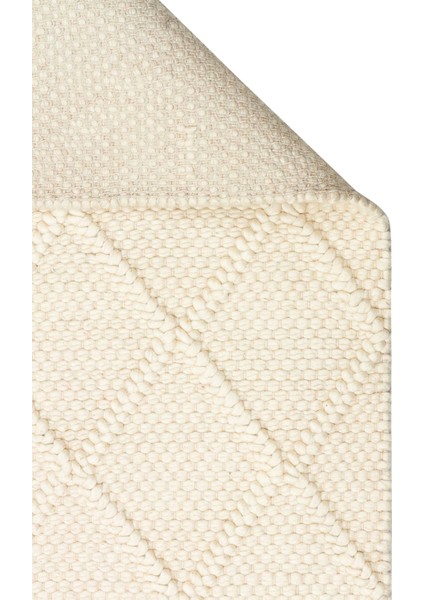 Woolstar %100 Naturel Kazak Desenli Salon Oturma Odası Koridor Antre El Dokuma Örgü Halı Dıamondcrem