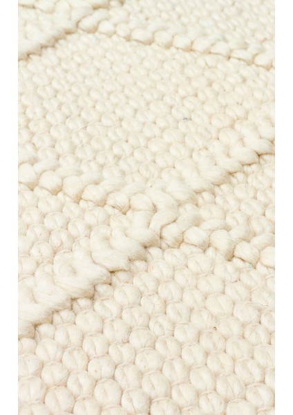 Woolstar %100 Naturel Kazak Desenli Salon Oturma Odası Koridor Antre El Dokuma Örgü Halı Dıamondcrem
