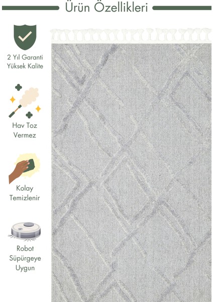 Tabasco Serisi Etnik Desenli Oturma Odası Salon Koridor Antre Modern Iskindinav Halı Tab 03 Grey