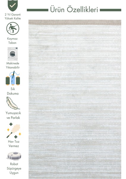 Smooth Yıkanabilir Kaymaz Parlak Oturma Odası Salon Koridor Ince Dokuma Modern Halı 09 Grey Xw