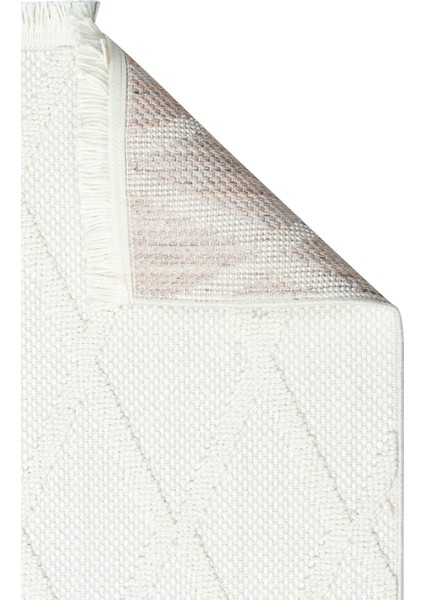 Comfy Modern Desenli Oturma Odası Koridor Antre Yatak Odası Örgü Dokuma Halı 04 Cream