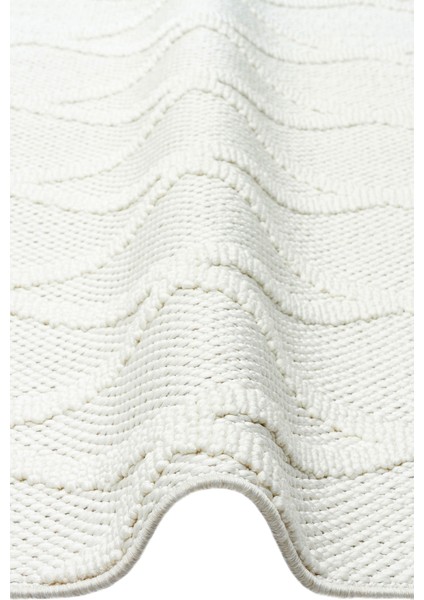 Comfy Modern Desenli Oturma Odası Koridor Antre Yatak Odası Örgü Dokuma Halı 04 Cream