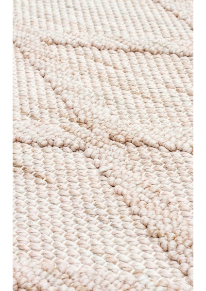 Comfy Modern Desenli Oturma Odası Koridor Antre Yatak Odası Örgü Dokuma Halı 04 Beıge