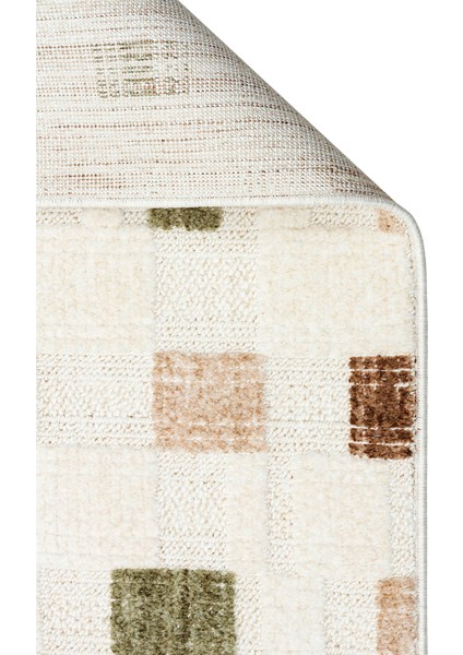 Style Hav Toz Vezmez Yumuşak Dokulu Oturma Odası Salon Koridor Antre Modern Halı 02 Green Beıge