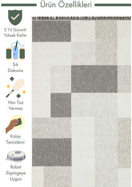 Iskandinav Serisi Hasır Dokuma Oturma Odası Koridor Antre Mutfak Modern Halı 07 Grey