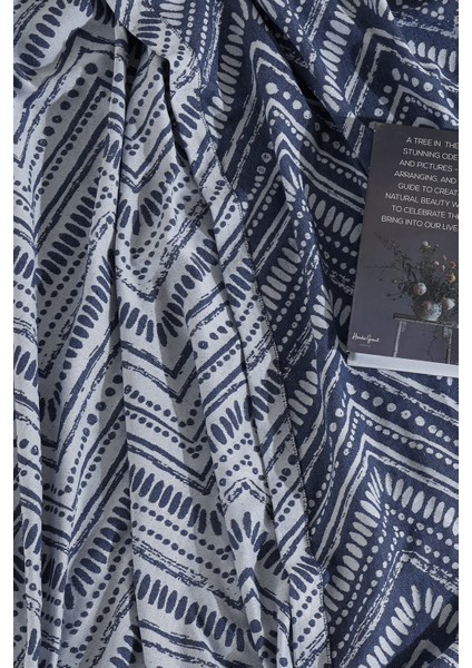 Petra Keten Görünümlü Yatak Örtüsü Seti 3 Parça Çift Kişilik Lacivert modelleri