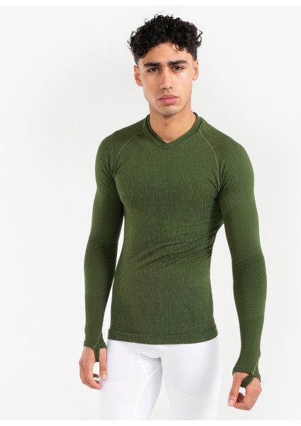 Kipsta Yetişkin Uzun Kollu Termal Üst İçlik - Haki - Keepdry - Futbol İçliği