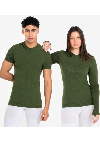 Kipsta Yetişkin Uzun Kollu Termal Üst İçlik - Haki - Keepdry - Futbol İçliği indirimleri