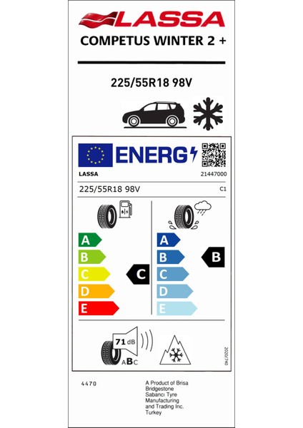 225/55 R18 98V Competus Winter 2+ Kış Lastiği (Üretim Yılı: 2024)