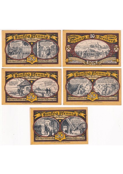 Benim Koleksiyonum Almanya, Freiberg, 50 Pfennig 1921 Notgeld Set