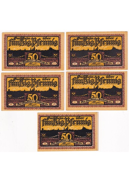 Benim Koleksiyonum Almanya, Freiberg, 50 Pfennig 1921 Notgeld Set