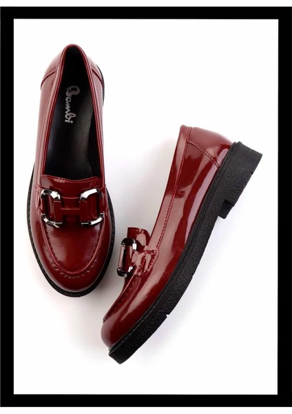Bordo Rugan Kadın Loafer Ayakkabı K01257067508