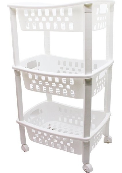 3 Katlı Sepet Düzenleyici - Raf Ünitesi Tekerlekli 400X295X700MM (4434)