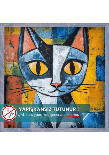 Picasso Tarzı Kedi Posteri, Yüksek Çözünürlüklü Baskı Akıllı Kağıt Poster, Renkli Kedi Posteri