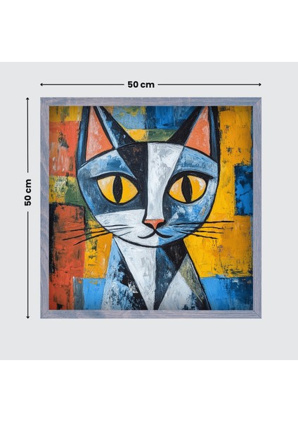 Picasso Tarzı Kedi Posteri, Yüksek Çözünürlüklü Baskı Akıllı Kağıt Poster, Renkli Kedi Posteri