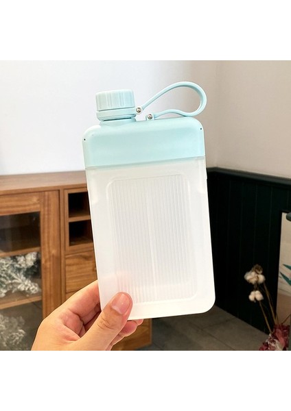 Su Bardağı Düz Taşınabilir Kare Su Bardağı Açık Seyahat Taşınabilir Cep Su Şişesi Yaratıcı Düz Spor Su Şişesi Basit Yeşil 450 ml (Yurt Dışından)