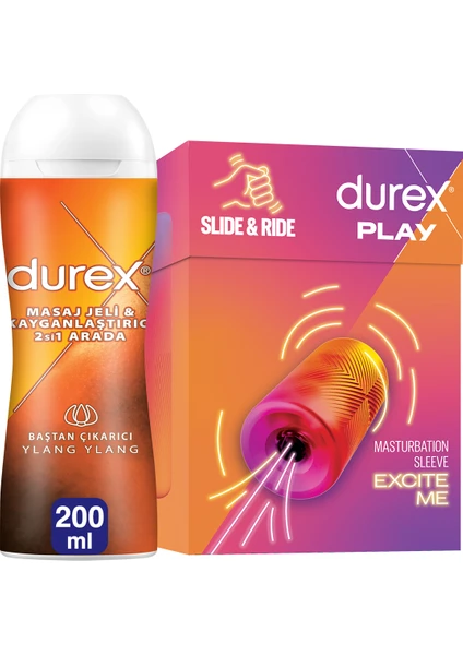 Manuel Mastürbatör + Durex Ylang Ylang 2'Si 1 Arada Kayganlaştırıcı Masaj Jeli 200ml