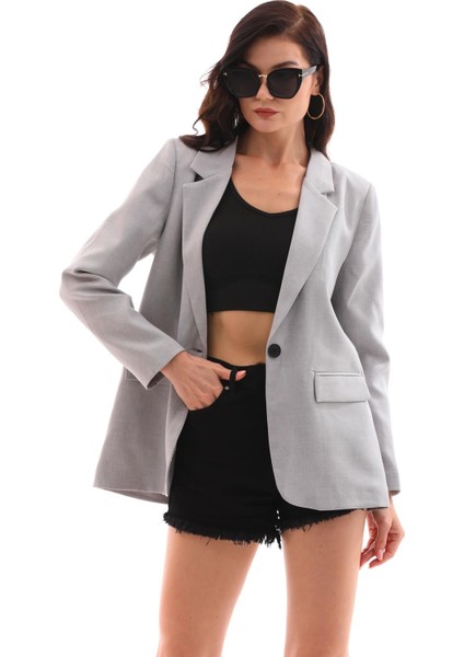 Kadın Tek Düğme Kapamalı Keten Ceket fiyatları