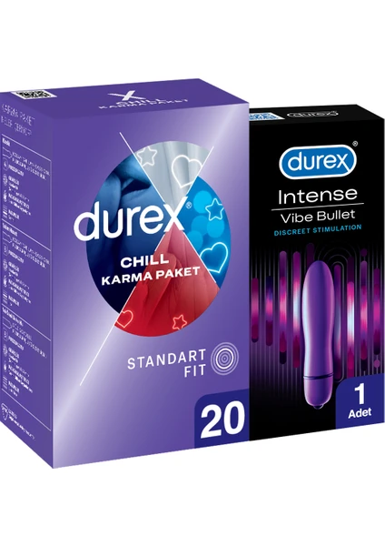 Chill Karma Paket Prezervatif 20’li+ Durex Intense Vibe Bullet Titreşimli Vibratör