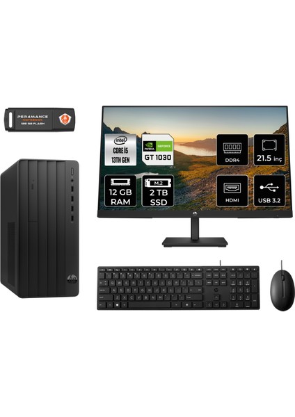 Pro Tower 290 G9 Intel Core I5 13500 12GB 2tb SSD GT1030/4GB 21.5" Fhd Monitör Fdos 8T2W9ES Masaüstü Bilgisayar & Per4 USB Bellek 8T2W9ESMNT3309