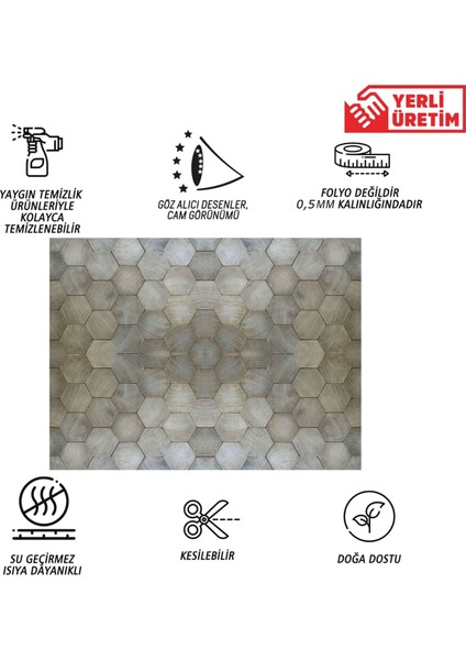 Kendinden Yapışkanlı Altıgen Ahşap Desenli Pvc Panel 41X62 cm (12 Adet) 3 M²