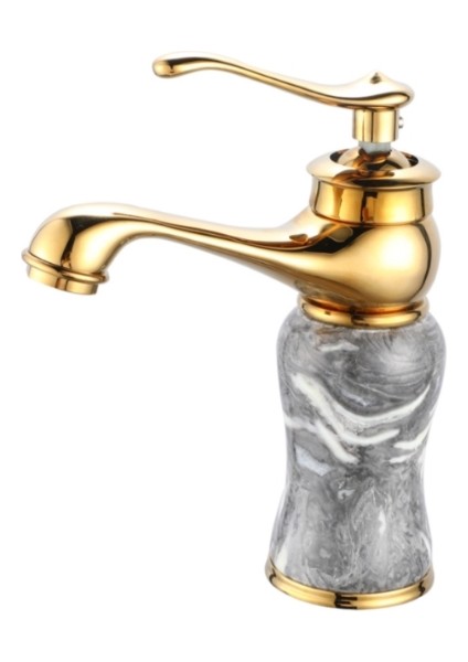 Yedi Yapı Gold Mermer Desenli Lavabo Bataryası