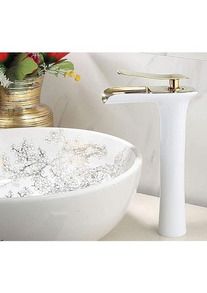 Şelale Çanak Lavabo Bataryası Beyaz-Gold