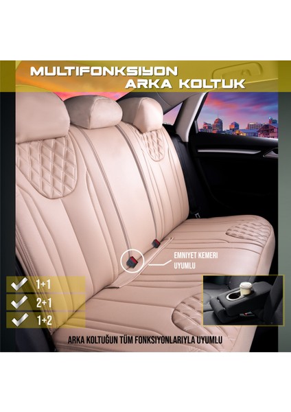 mitsubishi Carisma Lüx Deri Oto Koltuk Kılıfı 5'li Settam Takım Iron Seri Bej