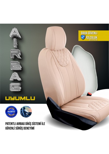 Seat Ateca Lüx Deri Oto Koltuk Kılıfı 5'li Settam Takım Iron Seri Bej