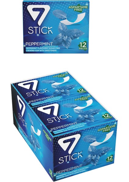 7 Stıck Nane Aromalı Şekersiz Sakız 33 gr x 12'li Paket