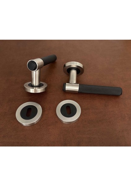 Punch Zamak Mat Siyah Inox Rozetli Oda Kapı Kolu 1 Takım modelleri