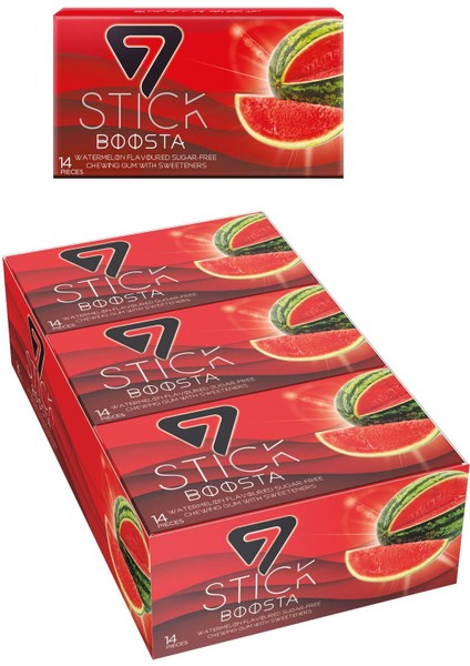 7 Stıck Karpuz Aromalı Şekersiz Sakız 29 gr x 12'li Paket