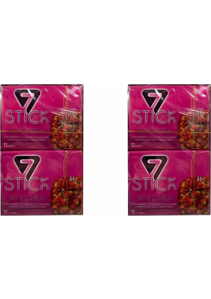 7 Stıck Çilek Aromalı Şekersiz Sakız 33 gr x 24'lü Paket