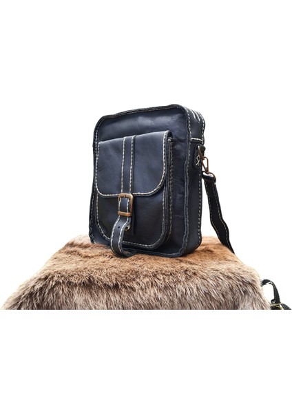 Horus Model El Yapımı Unisex Vintage Hakiki Deri Omuz Çantası Postacı Çanta