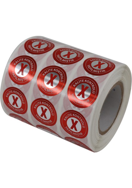 Pp Metalize Kalite Kontrolü Yapılmıştır Ret Etiketi 25MM Çap 2500 Adet Yan Yana 3 Lü
