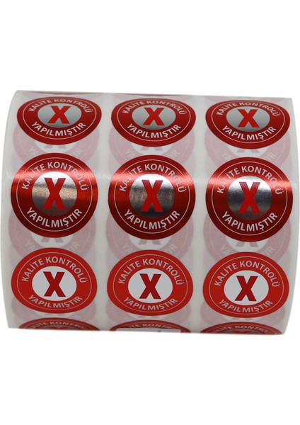 Pp Metalize Kalite Kontrolü Yapılmıştır Ret Etiketi 25MM Çap 2500 Adet Yan Yana 3 Lü