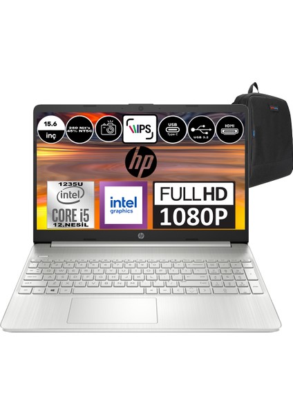 Hp 15S-FQ5026NT Intel Core I5-1235U 16GB 1tb SSD Intel® Iris® Xᵉ Windows 11 Pro 15.6" Fullhd Taşınabilir Bilgisayar A0BH8EAP02 + Zetta Çanta