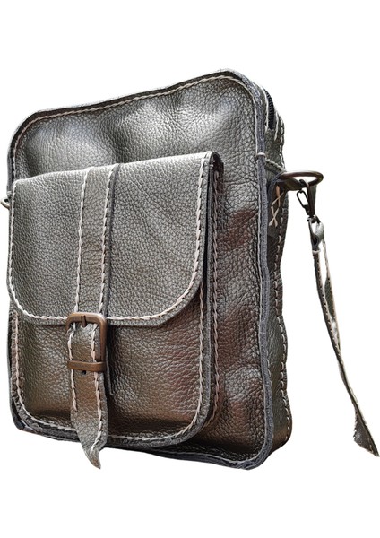 Horus Model El Yapımı Vintage Unisex Hakiki Deri Omuz Çantası Postacı Çanta