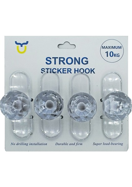 4 Adet Elmas Plastik Yapışkanlı Çekmece Dolap Kulbu