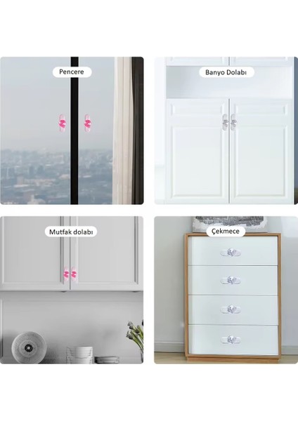 4 Adet Elmas Plastik Yapışkanlı Çekmece Dolap Kulbu modelleri