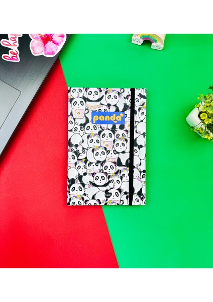 Panda Pattern Tasarımlı Lastikli Defter