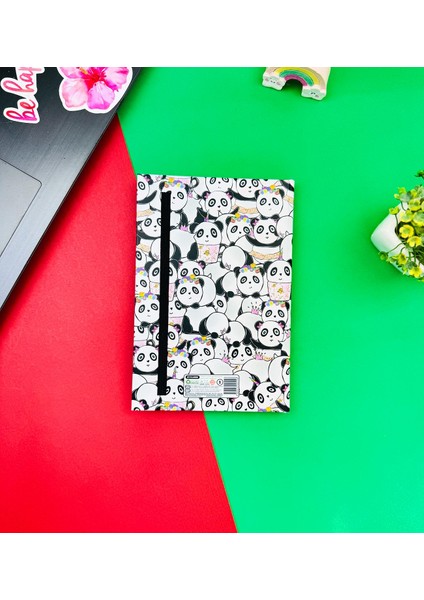 Panda Pattern Tasarımlı Lastikli Defter