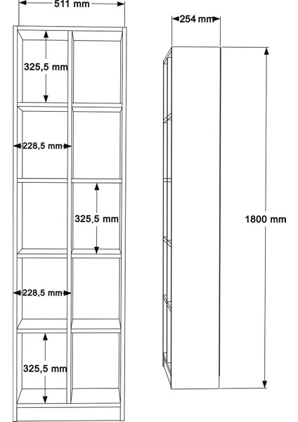 Vera Geniş Kitaplık 10 Raflı 180CM Beyaz