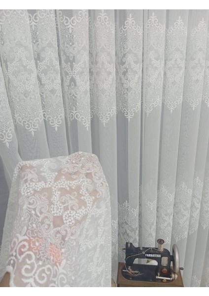 Hürrem Model Tasarım 1/2 Pile Ara Nakışlı Salon Tül Perdesi