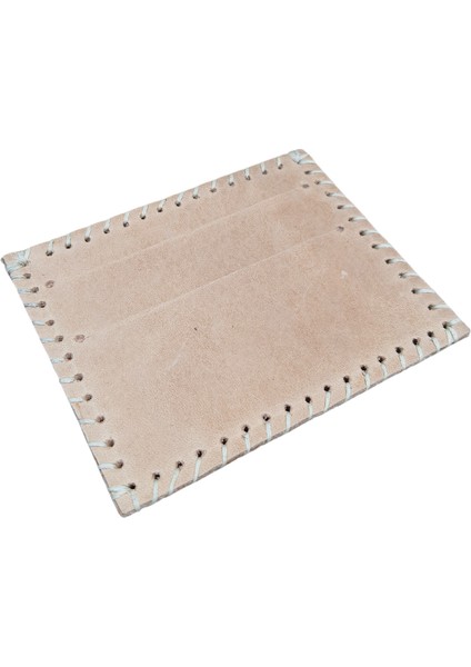 Osiris Model El Yapımı Vintage Krem Renk El Dikişi Hakiki Crazy Deri Cüzdan Kartlık