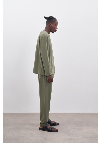 Erkek Bisiklet Yaka Uzun Kol Pijama Takımı fiyatları