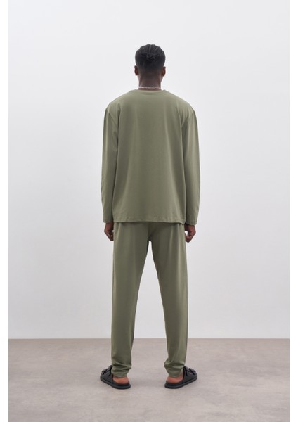 Erkek Bisiklet Yaka Uzun Kol Pijama Takımı modelleri